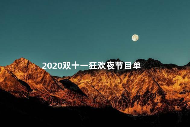 2020双十一狂欢夜节目单