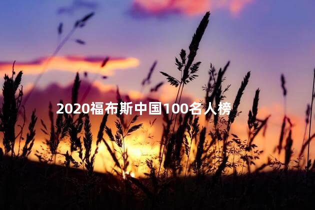 2020福布斯中国100名人榜