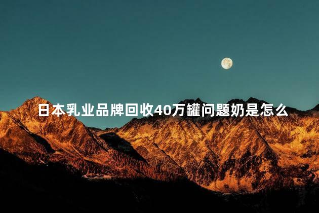 日本乳业品牌回收40万罐问题奶是怎么回事